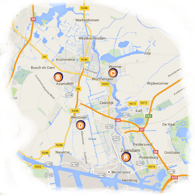 kaart met integratieve kindertherapeuten in Zaanstad
